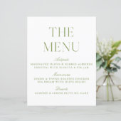 Elegant Sage Green Wedding Menu Sign (Staand voorkant)