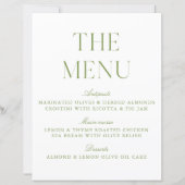 Elegant Sage Green Wedding Menu Sign (Voorkant)