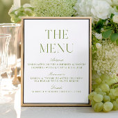 Elegant Sage Green Wedding Menu Sign