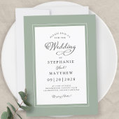 Elegant Sage Green Wedding Modern Calligraphy Chic Kaart