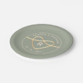 Elegant Sage Green Wedding Monogram Papieren Bordje (Gekanteld)