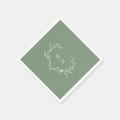 Elegant Sage Green Wedding Monogram Wreatpaper Servet (Hoek)