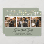 Elegant Sage Green Wedding Photo Save the Date (Voorkant / Achterkant)
