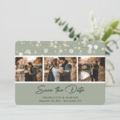 Elegant Sage Green Wedding Photo Save the Date (Staand voorkant)