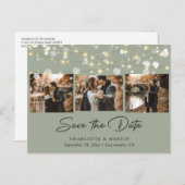 Elegant Sage Green Wedding Photo Save the Date Aankondigingskaart (Voorkant / Achterkant)