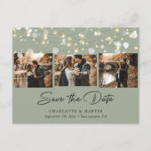 Elegant Sage Green Wedding Photo Save the Date Aankondigingskaart (Voorkant)