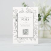 Elegant Sage Green Wedding QR Code Gelieve te antw RSVP Kaartje (Staand voorkant)