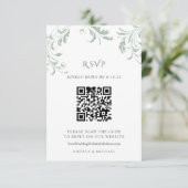 Elegant Sage Green Wedding QR Code Reply Online RSVP Kaartje (Staand voorkant)