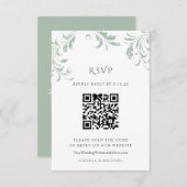 Elegant Sage Green Wedding QR Code Reply Online RSVP Kaartje (Voorkant / Achterkant)