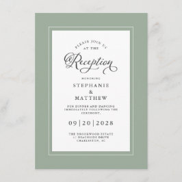 Elegant Sage Green Wedding Reception Chic Borders Informatiekaartje