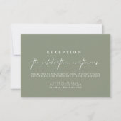 Elegant Sage Green Wedding Reception Kaarten (Voorkant)