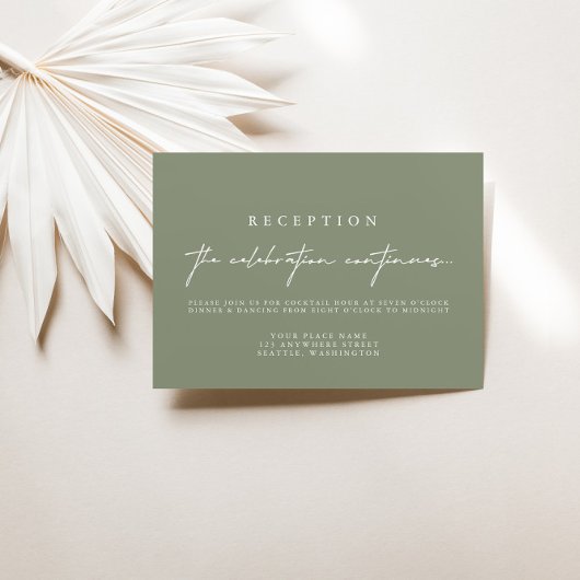 Elegant Sage Green Wedding Reception Kaarten