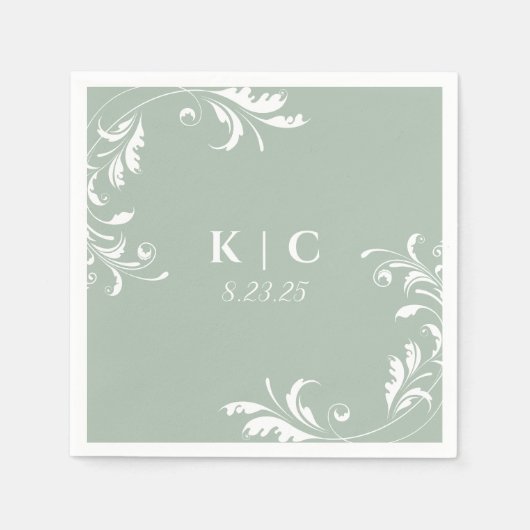 Elegant Sage Green Wedding Reception Servet (Voorkant)