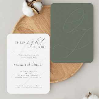 Elegant Sage Green Wedding Rehearsal Dinner Informatiekaartje