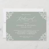 Elegant Sage Green Wedding Rehearsal Dinner Kaart (Voorkant)