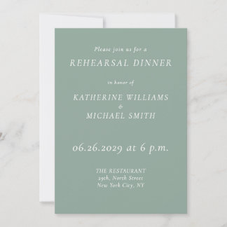 Elegant Sage Green Wedding Rehearsal Invitations Kaart