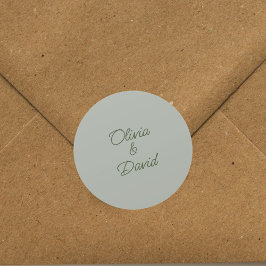 Elegant Sage Green Wedding Ronde Sticker