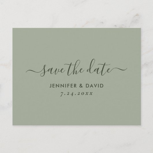 Elegant Sage Green Wedding Save the Date Aankondigingskaart (Voorkant)