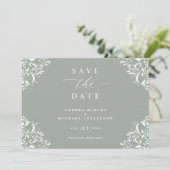 Elegant Sage Green Wedding Save the Date Cards (Staand voorkant)