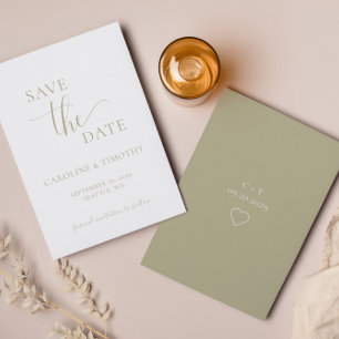Elegant Sage Green Wedding Save the Date Kaart