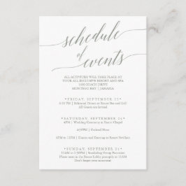 Elegant Sage Green Wedding Schedule of Events Informatiekaartje