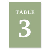 Elegant Sage Green Wedding Table Number Kaart (Achterkant)