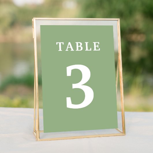 Elegant Sage Green Wedding Table Number Kaart
