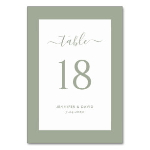 Elegant Sage Green Wedding Table Number Kaart