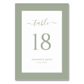 Elegant Sage Green Wedding Table Number Kaart (Achterkant)