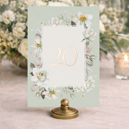 Elegant Sage Green Wedding Table Number– Real Foil Folie Uitnodiging