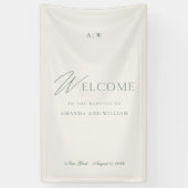 Elegant Sage Green Wedding Welcome Sign Spandoek (Verticaal)