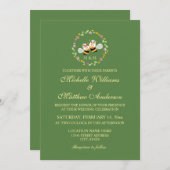Elegant Sage Green Whimsical Means to Bee Wedding Kaart (Voorkant / Achterkant)