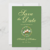 Elegant Sage Green Whimsical Means to Bee Wedding Save The Date (Voorkant)