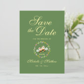 Elegant Sage Green Whimsical Means to Bee Wedding Save The Date (Staand voorkant)