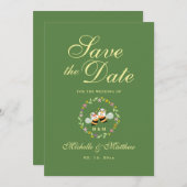 Elegant Sage Green Whimsical Means to Bee Wedding Save The Date (Voorkant / Achterkant)