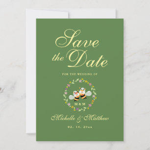Elegant Sage Green Whimsical Means to Bee Wedding Save The Date
