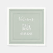 Elegant Sage Green White Modern Baby shower Servet (Voorkant)