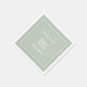 Elegant Sage Green White Modern Baby shower Servet (Hoek)