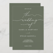 Elegant Sage Green & White Modern Script Wedding  Kaart (Voorkant / Achterkant)