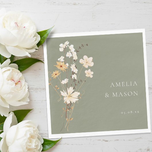 Elegant Sage Green Wildflower Bouquet Wedding  Servet