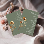 Elegant Sage Green Wildflower huwelijksprogramma K