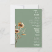 Elegant Sage Green Wildflower huwelijksprogramma K (Achterkant)