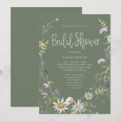 Elegant Sage Green Wildflower Vrijgezellenfeest Kaart (Voorkant / Achterkant)