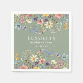 Elegant Sage Green Wildflower Vrijgezellenfeest Servet (Voorkant)