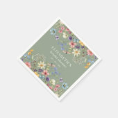 Elegant Sage Green Wildflower Vrijgezellenfeest Servet (Hoek)