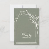 Elegant Sage Green With QR Code Wedding Reply By RSVP Kaartje (Voorkant)