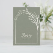 Elegant Sage Green With QR Code Wedding Reply By RSVP Kaartje (Staand voorkant)