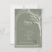 Elegant Sage Green With QR Code Wedding Reply By RSVP Kaartje (Achterkant)