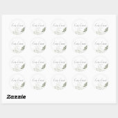 Elegant Sage Greenery and White Floral Wedding Ronde Sticker (Vel)
