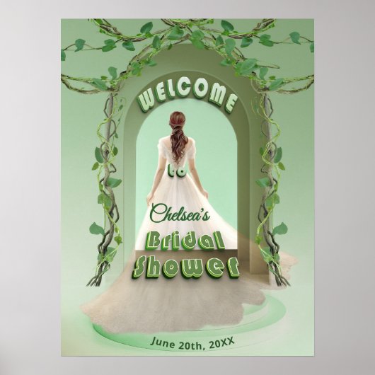 Elegant Sage Greenery Bridal Shower Welcome Sign Poster (Voorkant)
